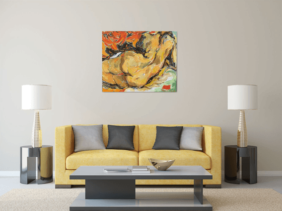 Nude - Lying Girl - Medium Size - Nude Art - Oil Painting - Interior Art