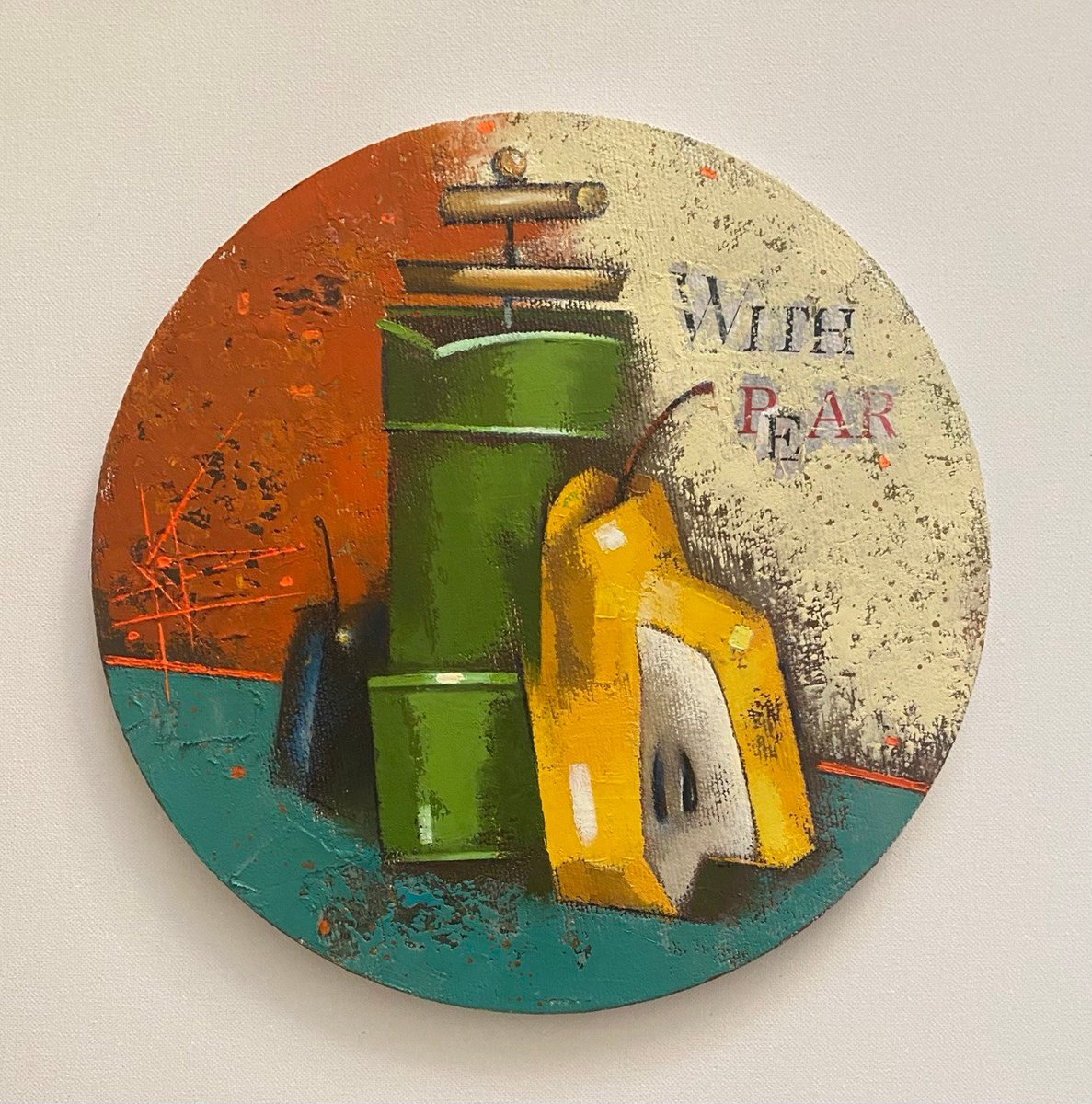 Impressionistic Still Life Oil Painting By Oksana Kornienko, 10 X 10", With A Pear, Original Artwork