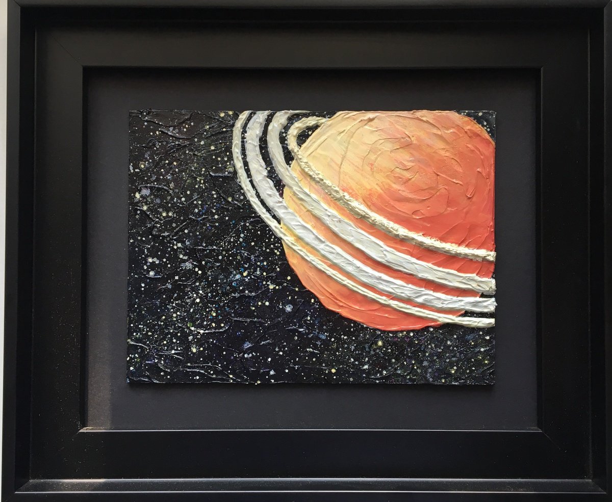 Saturn - acrylic sculptural painting, framed by Diana Lozko