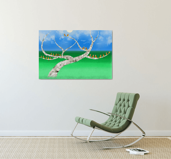 Birds by the tree