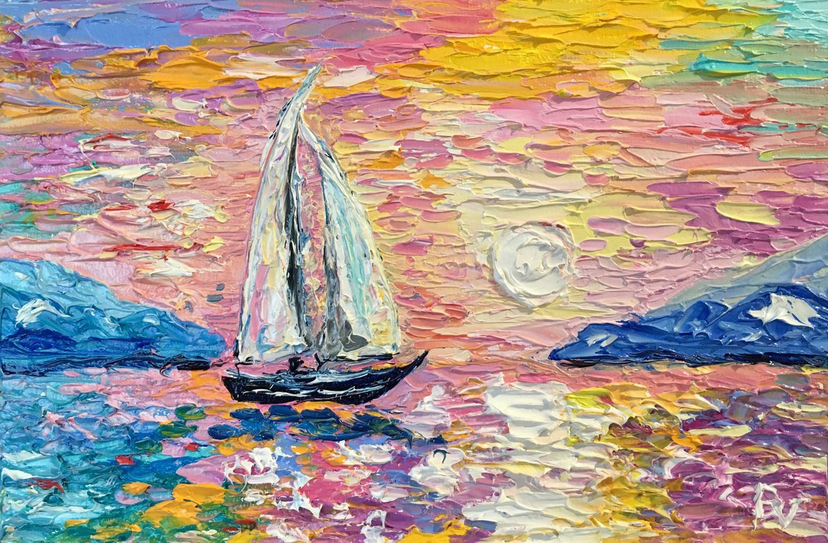 Sailboat on sunset by Vladyslav Durniev