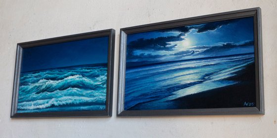 Diptych "NIGHT SEA"