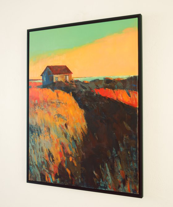 Bright evening at the edge of the sea 40x30" 107x76cm Contemporary Art by Bo Kravchenko