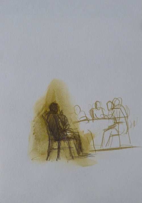 The Cafe Scene 4, 21x15 cm by Frederic Belaubre