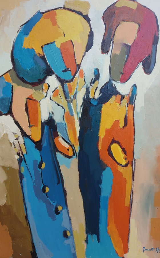 Abstract - Talking (60x80cm, oil painting, ready to hang)