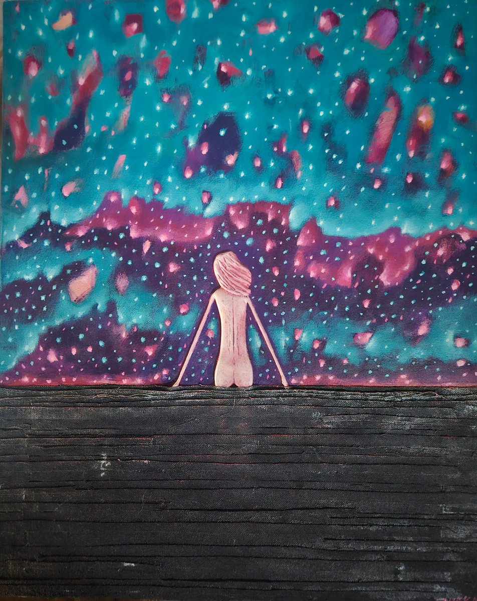 Expressive Portrait Painting By Zheka, 16 X 20", The Special Place, Original Artwork