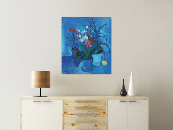 Blue Still life and Moon