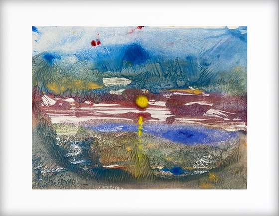 Monoprint - Impression of sunset beach