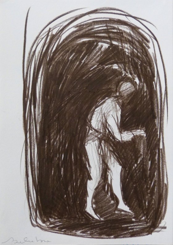 In the dark, pencil drawing 21x29 cm - EXCLUSIVE to Artfinder