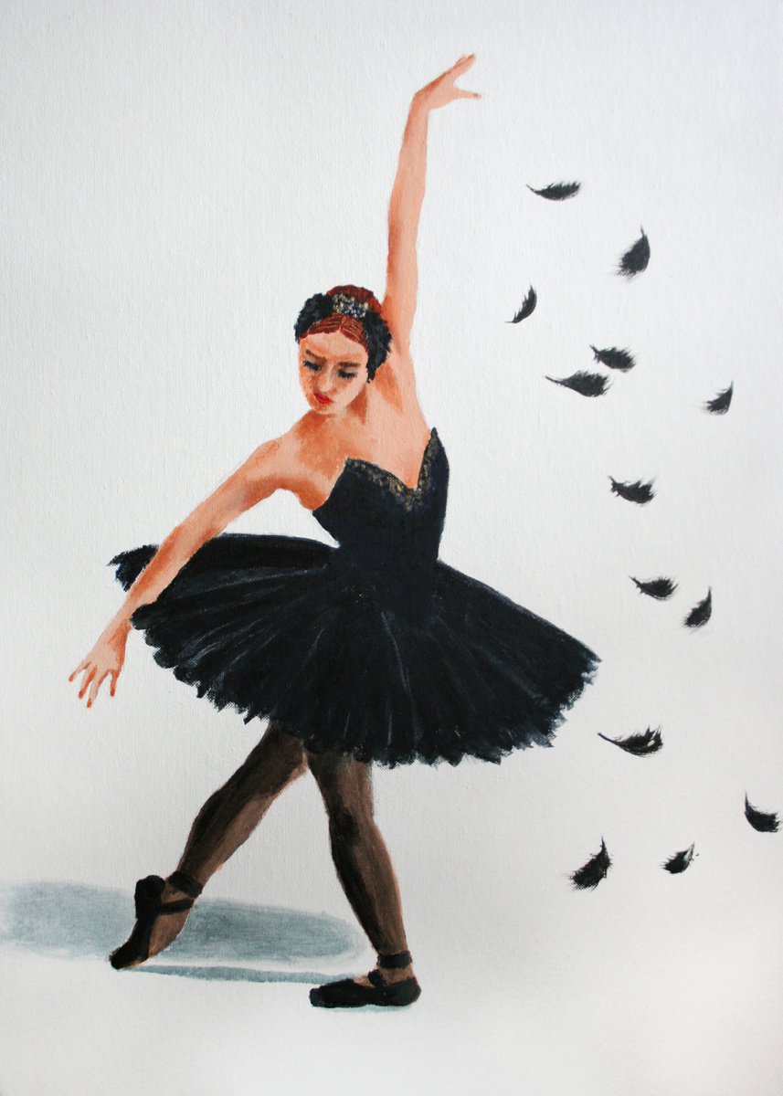 Black Swan. Ballet./ ORIGINAL PAINTING by Salana Art Gallery