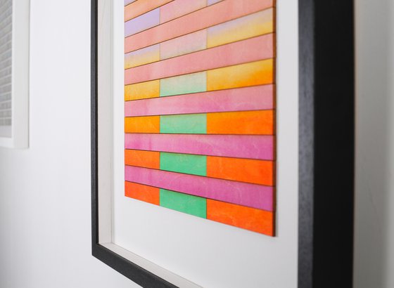 Three Panel Abstract Geometric Gradient Painting Number Four