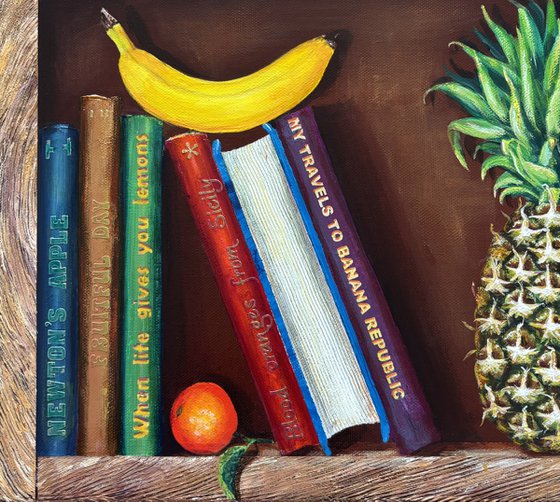 Bookshelf with fruits #2