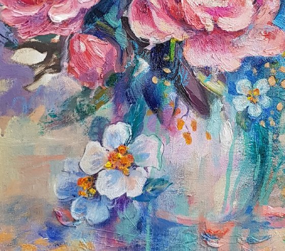 Peony in a White Vase