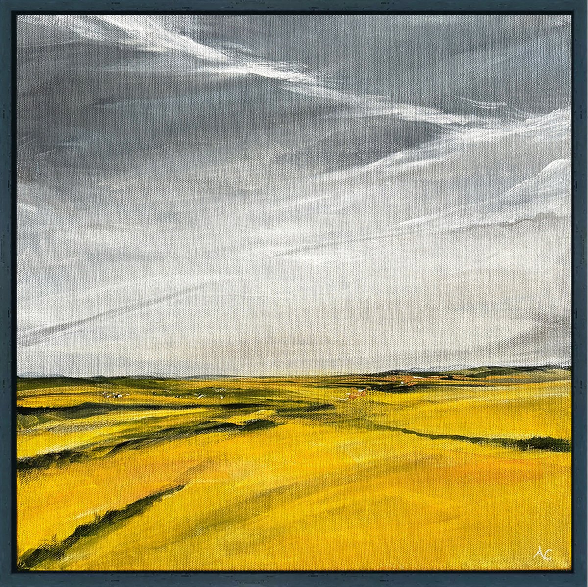 Impressionistic Landscape Acrylic Painting By Arti Chauhan, 17 X 17, Summer Fields, Original Artwork