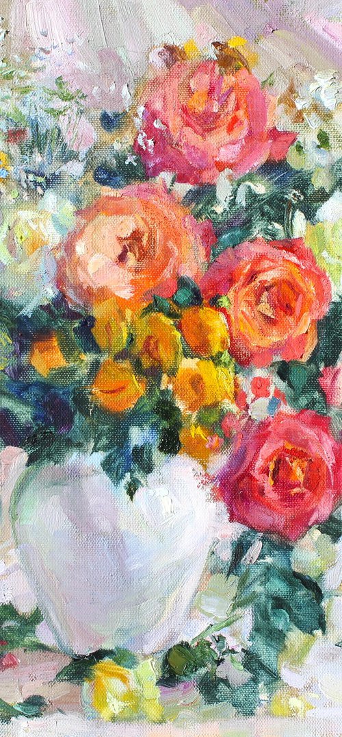 A bouquet of garden roses by Volodymyr Tarabanov