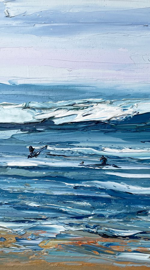 Surfing at Manresa Beach by Lisa Elley