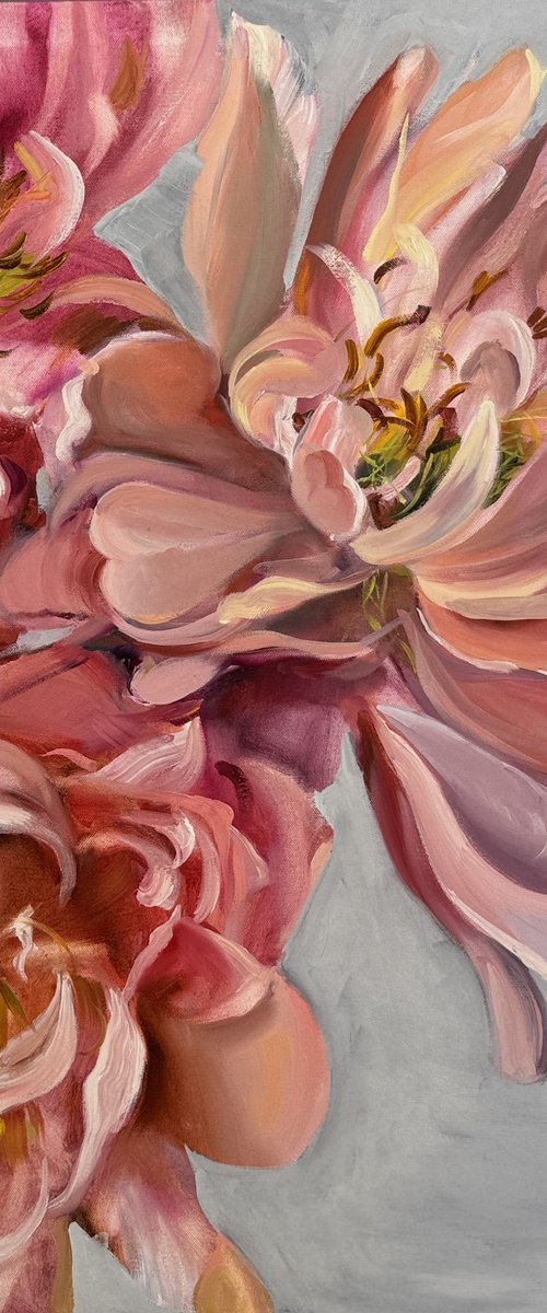 A Tender Trio of Peonies by Olena Hromova