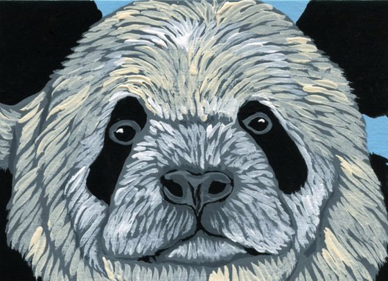 ACEO ATC Original Miniature Painting Panda Bear Wildlife Art-Carla Smale