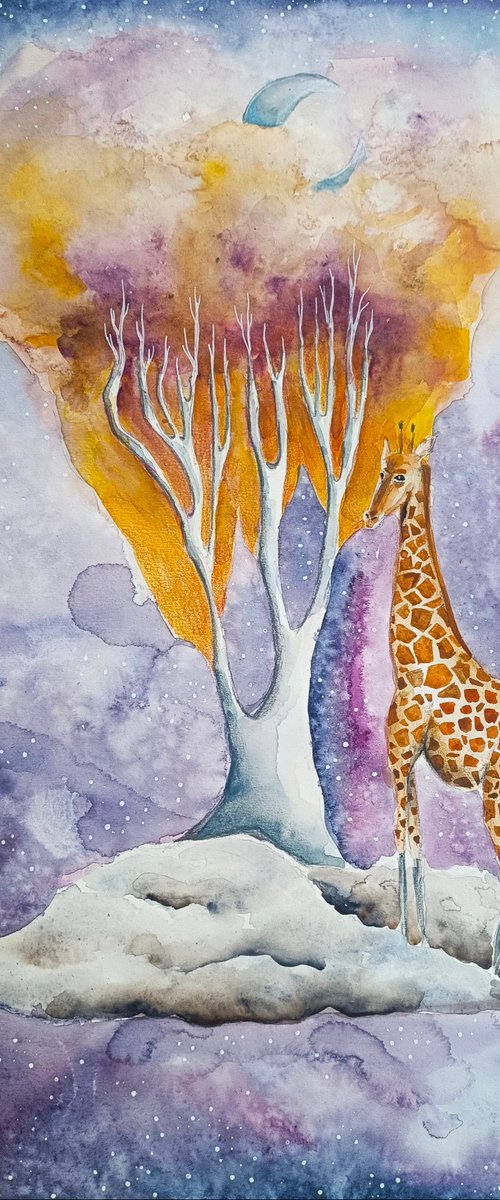 Night Sky With Giraffe by Evgenia Smirnova