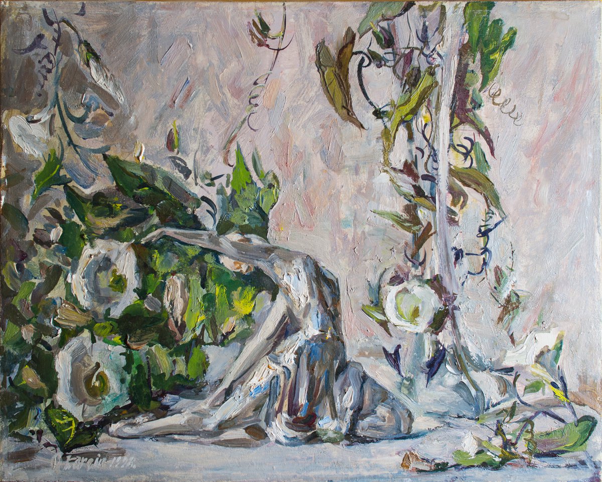 Porcelain ballerina and blooming bindweeds by George Kareyan
