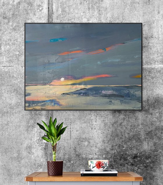 Expressionist painting - "Spring evening" - Landscape - Impressionism - Minimalism - Sunset