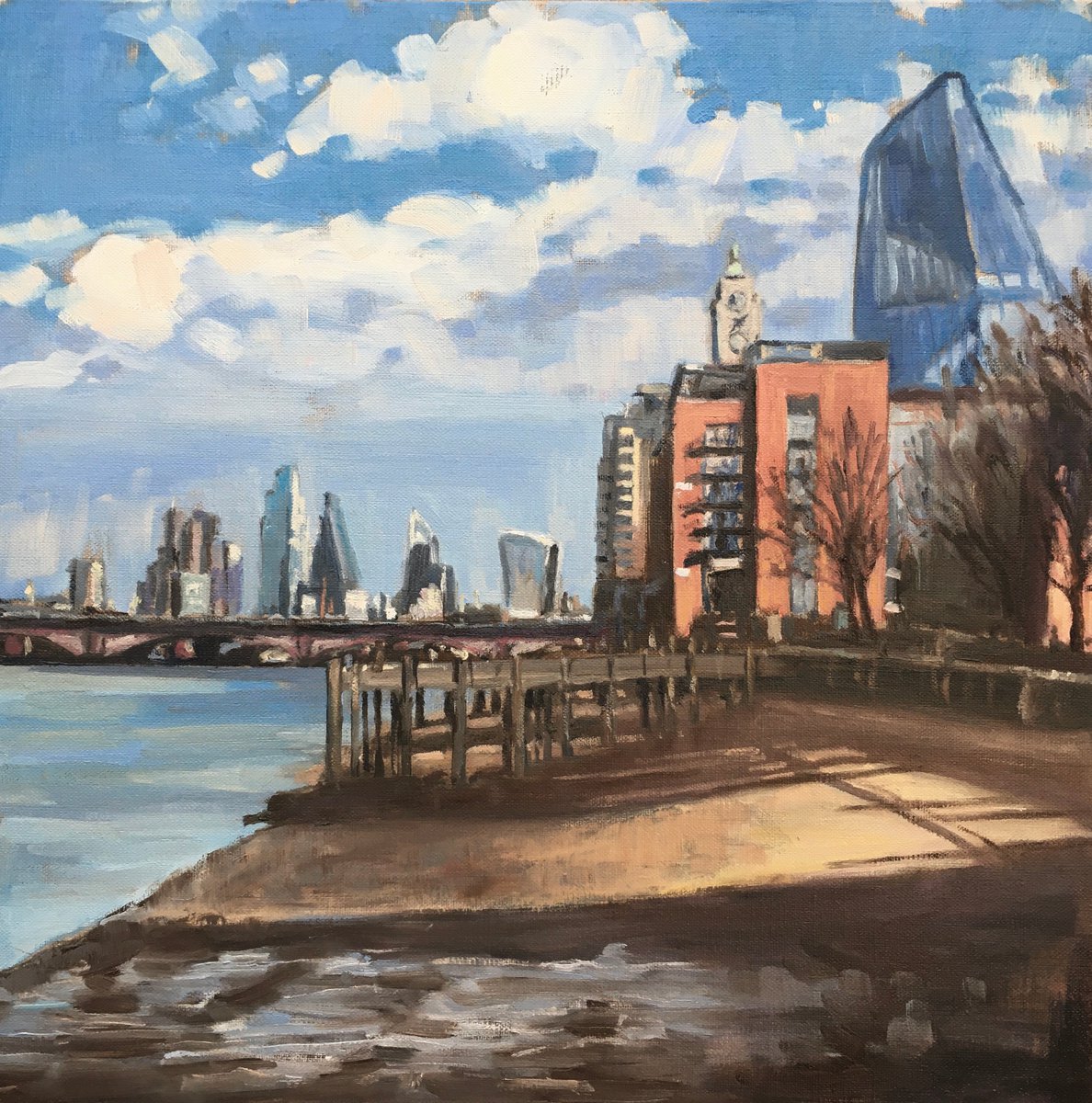 View of the Thames at Blackfriars Bridge, London by Louise Gillard