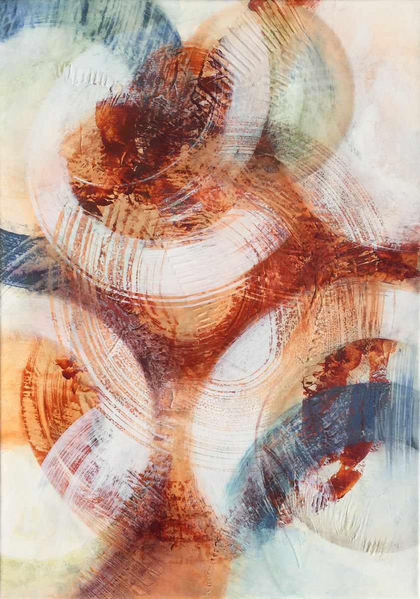 Geometric Abstract Acrylic Painting By Natasha Dess, 20 X 28", Mondes Hypnotiques, Original Artwork