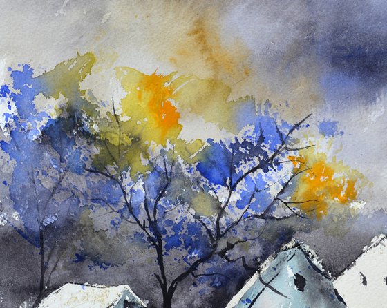the moon watches watercolor