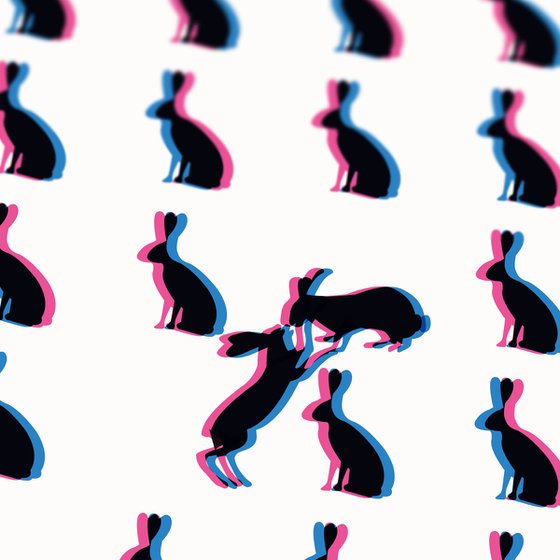 Bunny Love (Fluoro Pink & Blue 3D Screenprint)