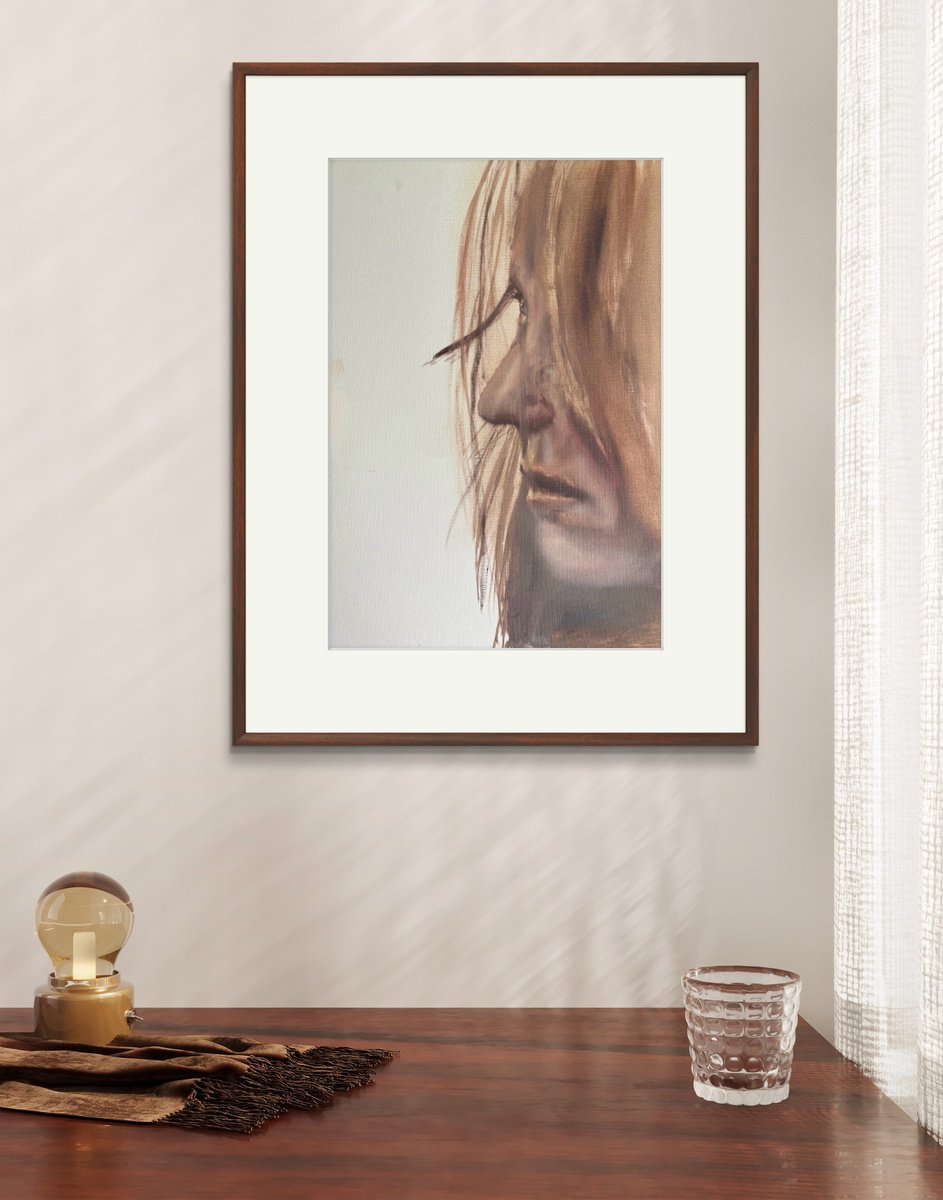 Expressive Portrait Oil Painting By Ryan Louder, 20 X 28", Profile Of Zomer, Original Artwork