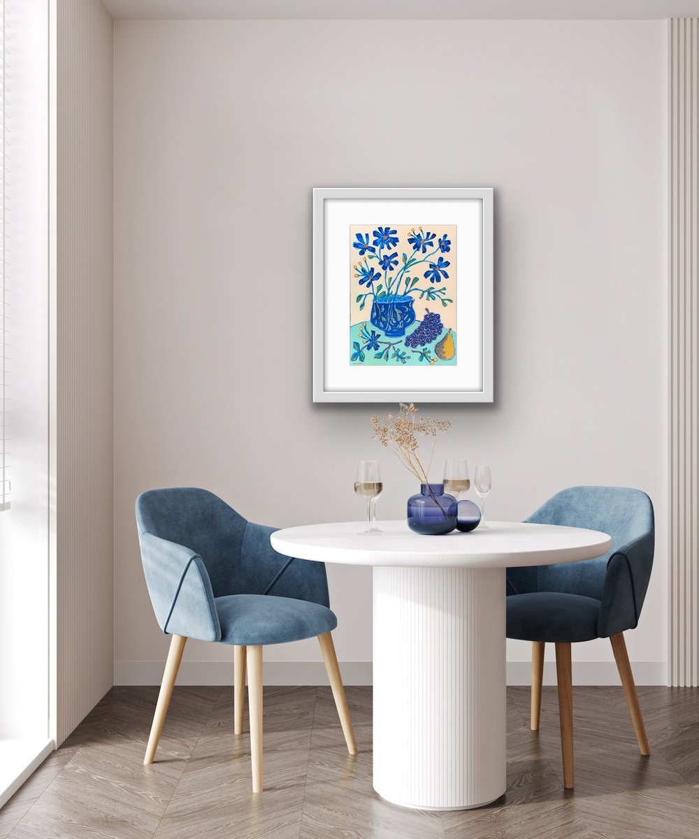 Naive Botanical Acrylic Painting By Holly Wojahn, 12 X 16, Fruitful Times, Original Artwork