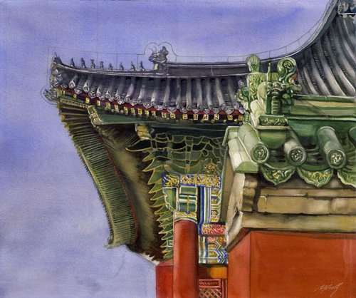 palace roof at Forbidden City by Alfred  Ng