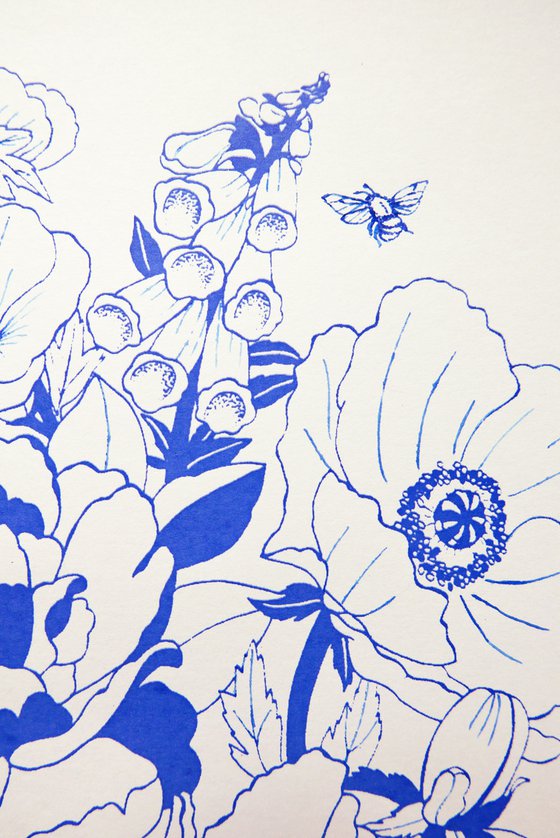 Summer in Bloom, Garden Botanical Art Print