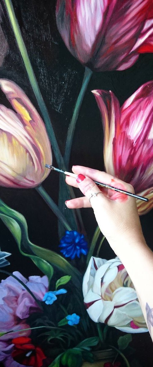 Dutch still life with flowers by Lesja Rygorczuk
