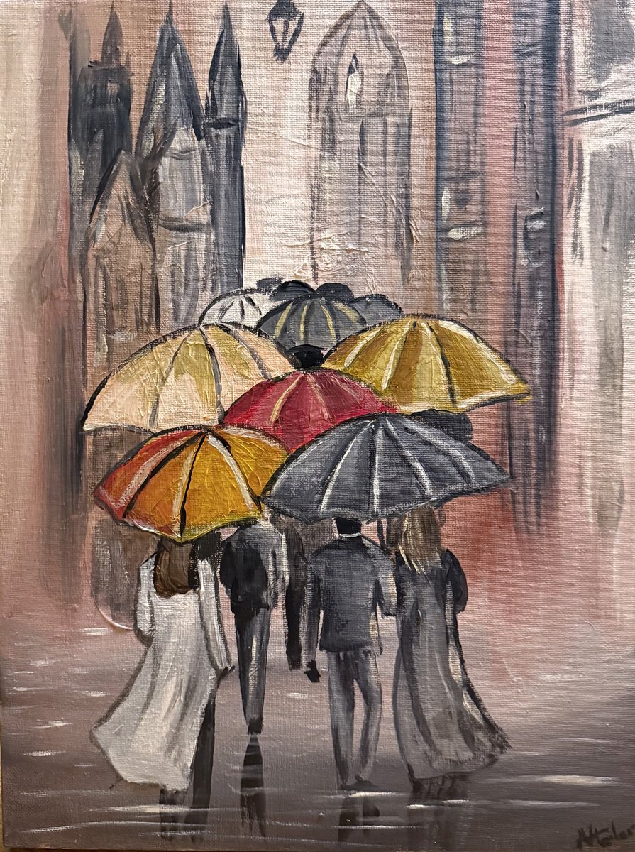 Rainy Day Elegance By Aisha Haider, 12 X 16, Artwork For Sale On Artfinder