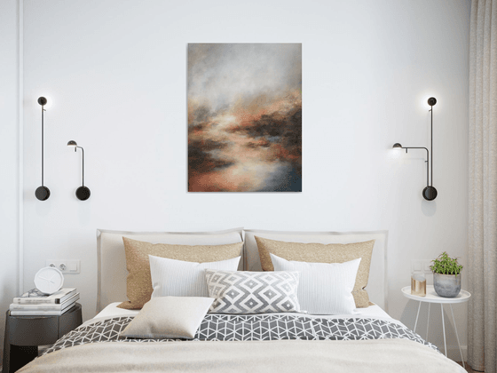 Stream 50x70cm-sale 25% promo code - gold particles original acrylic color painting abstract modern home design urban art office landscape moody nature gift idea (2020)