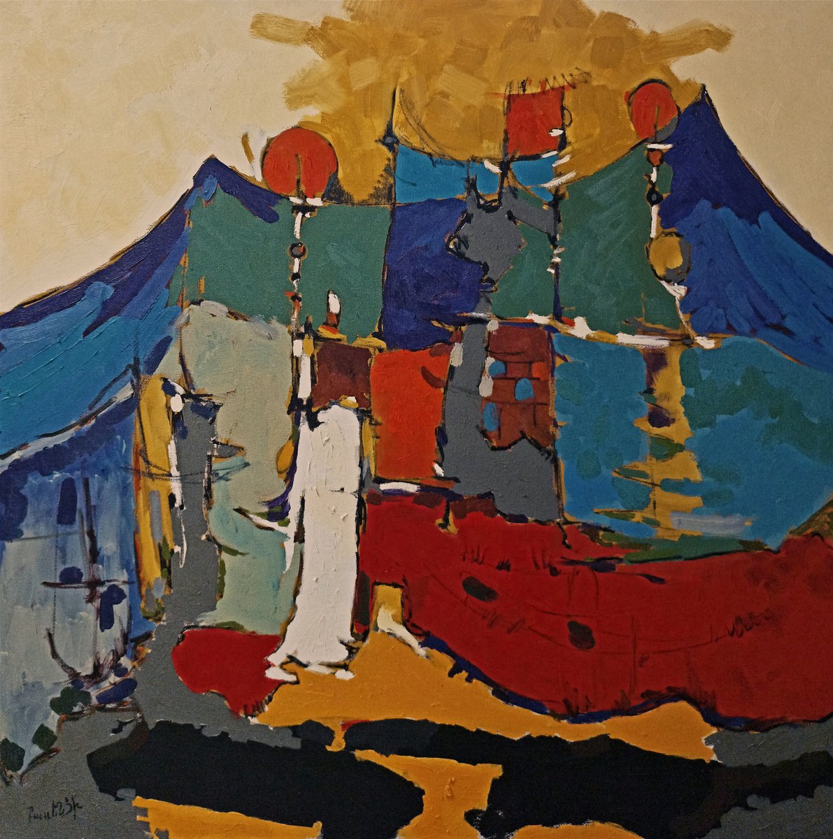 Abstract Oil Painting By Artyom Basenci, 39 X 39, The Bride