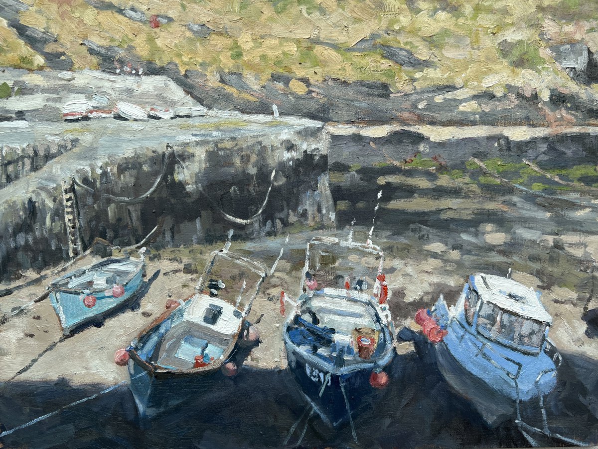 Impressionistic Landscape Oil Painting By Louise Gillard, 12 X 9", Boscastle, Low Tide, Original Artwork