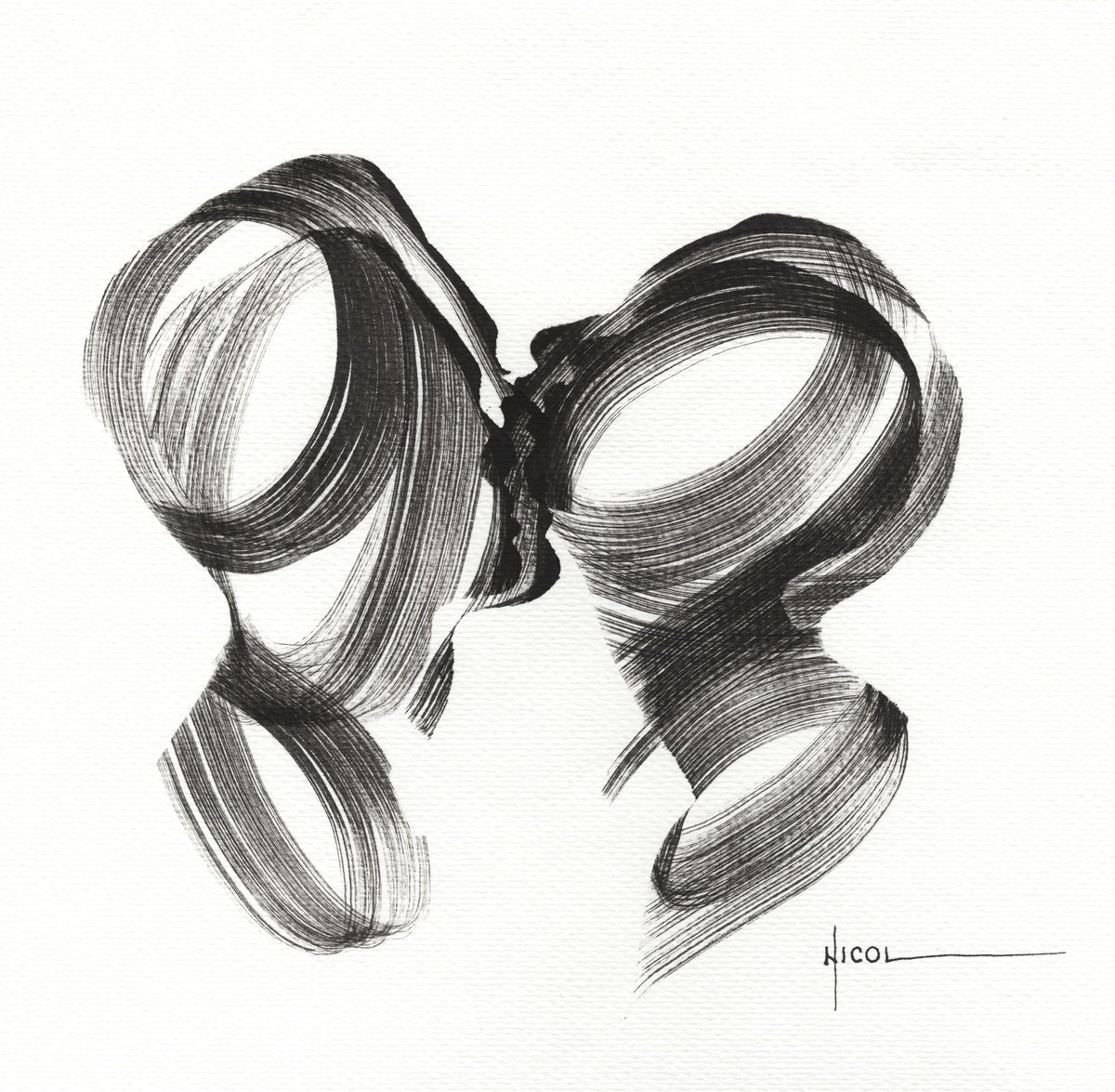 Expressive Ink Drawing , Bound In Breath By Nicol Vacaru, 11 X 11, Artwork For Sale On Artfinder