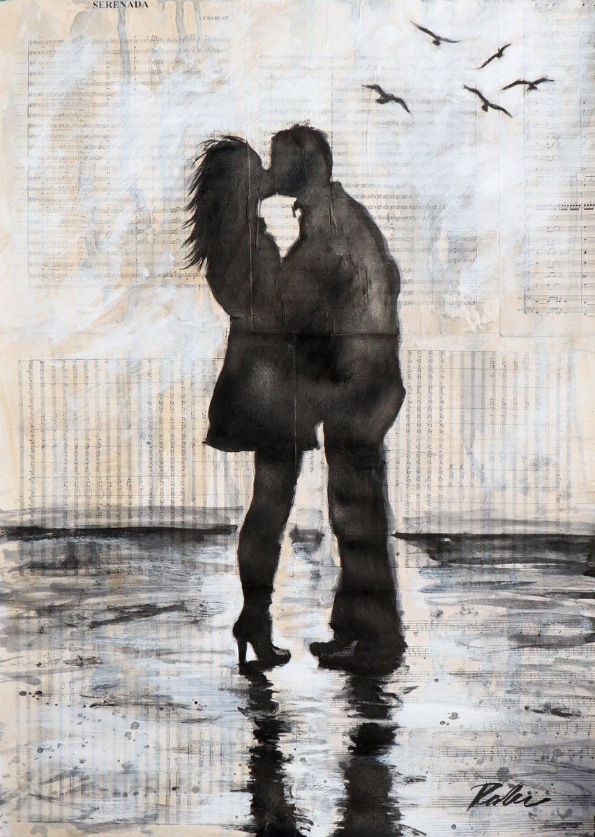 Urban And Pop Portrait Ink Drawing By Tashe, 20 X 28", Serenada, Original Artwork