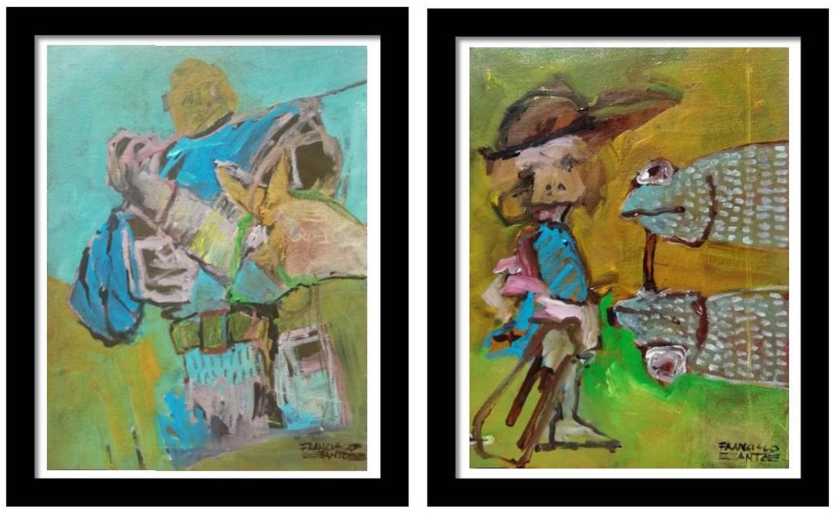 Organic Abstract Acrylic Painting By Francisco Santos, 24 X 14, Study Of The Day - Serie 1, Original Artwork