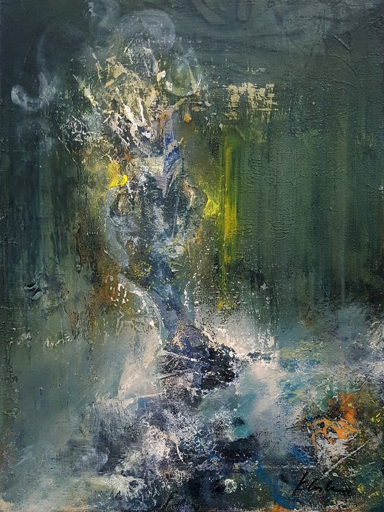 Dark Green Semi Abstract Still Life By O KLOSKA