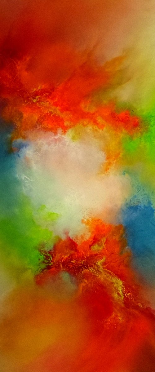 'RAZZAMATAZZ III' (LARGE ABSTRACT OIL PAINTING ON DEEP GALLERY QUALITY CANVAS -100cm X 80cm X 4.5cm) by Gillian Luff