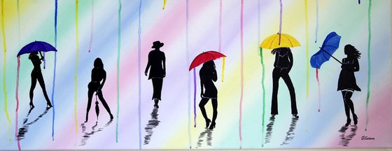 English summer rainbow umbrellas