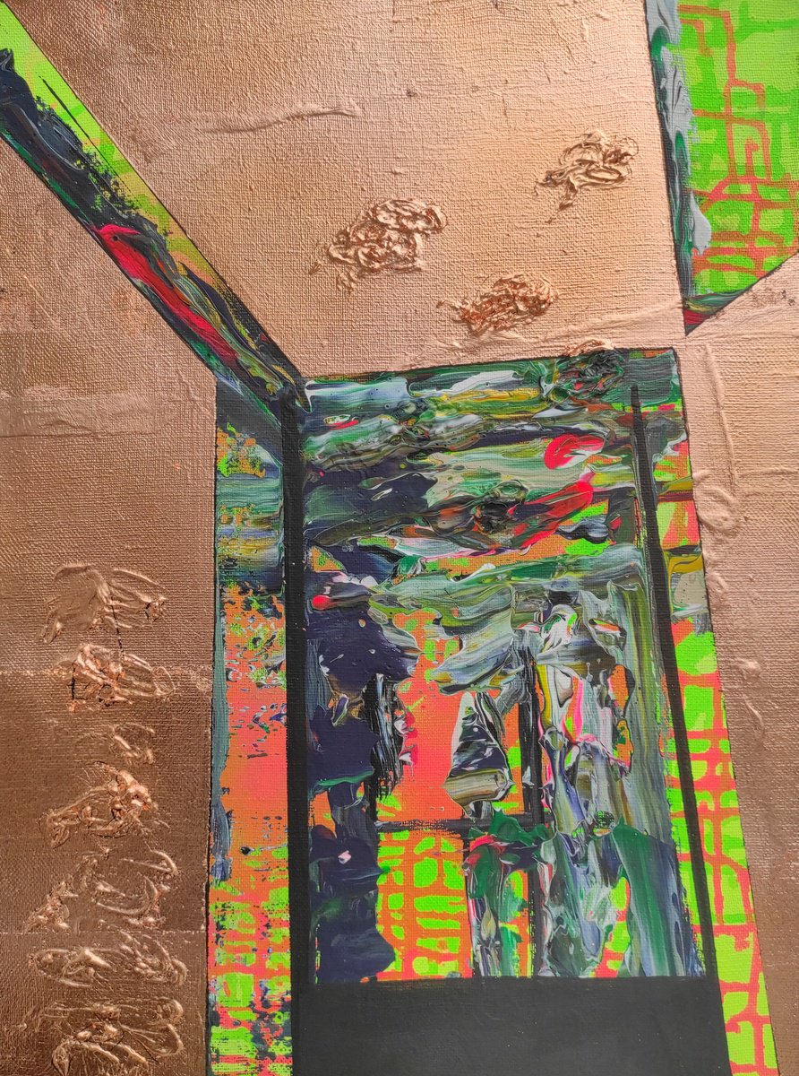 Geometric Abstract Painting By Kaliya Ka, 16 X 22", Space And Time, Original Artwork