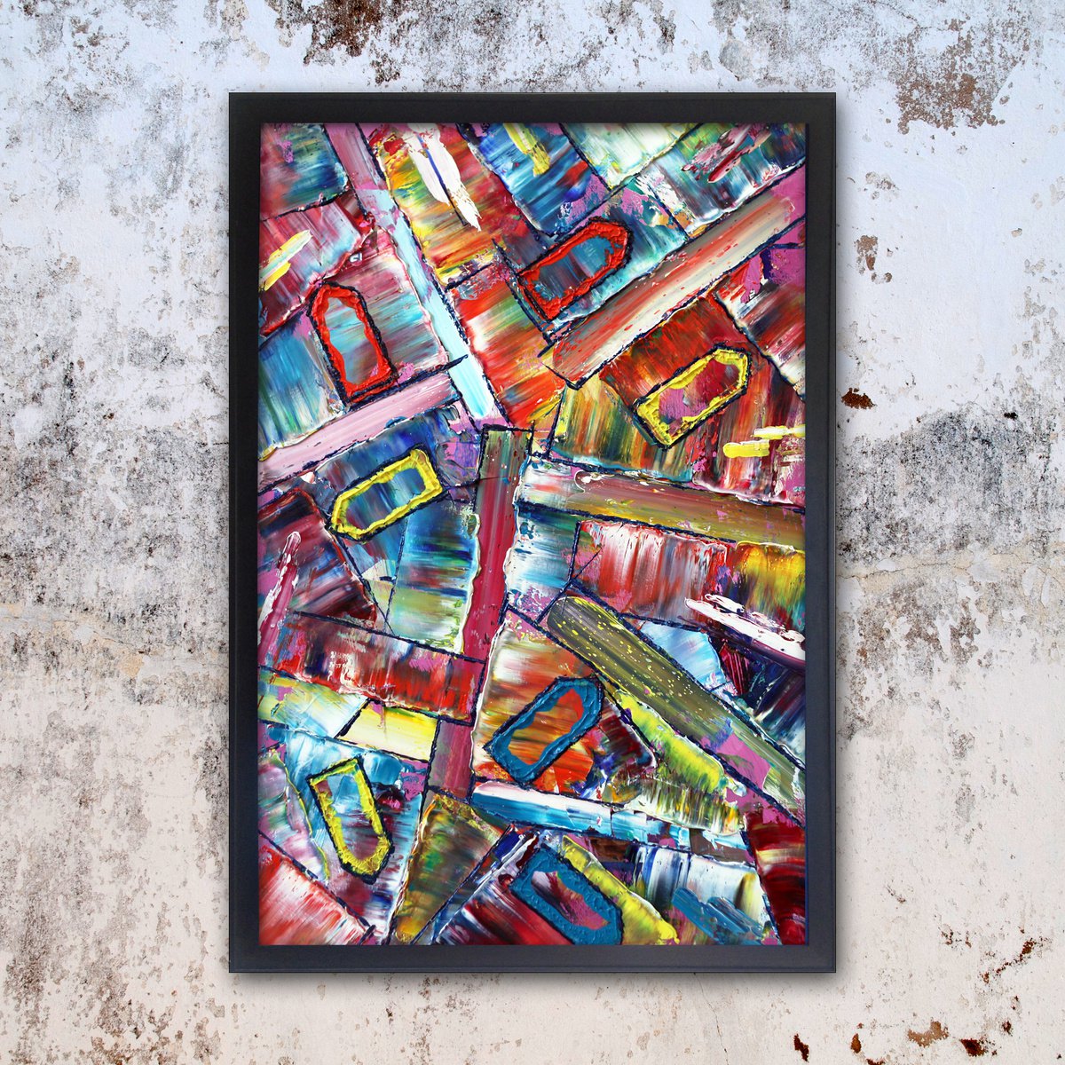 Drive-Thru Nation - Original Highly Textured PMS Abstract Oil Painting On Wood - 26 x 3... by Preston M. Smith (PMS)