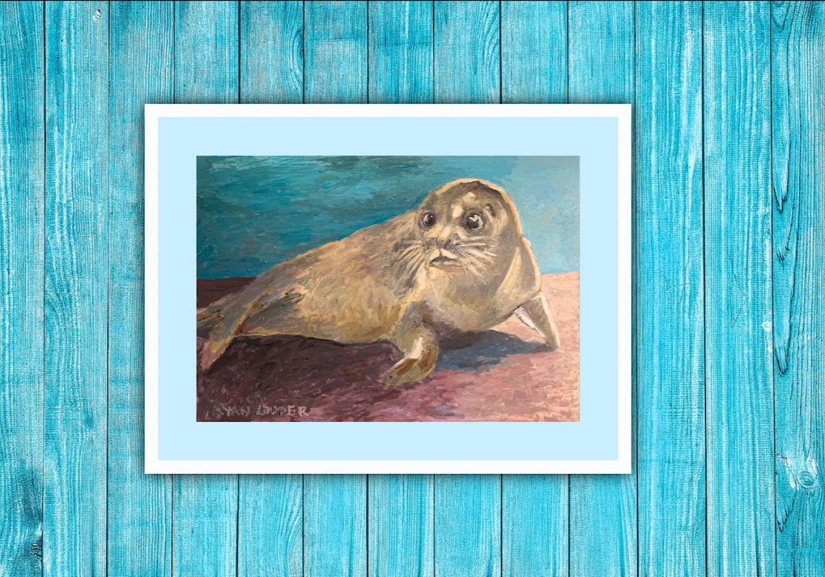 Seal Painting - Grey Seal Wildlife Artwork by Ryan Louder