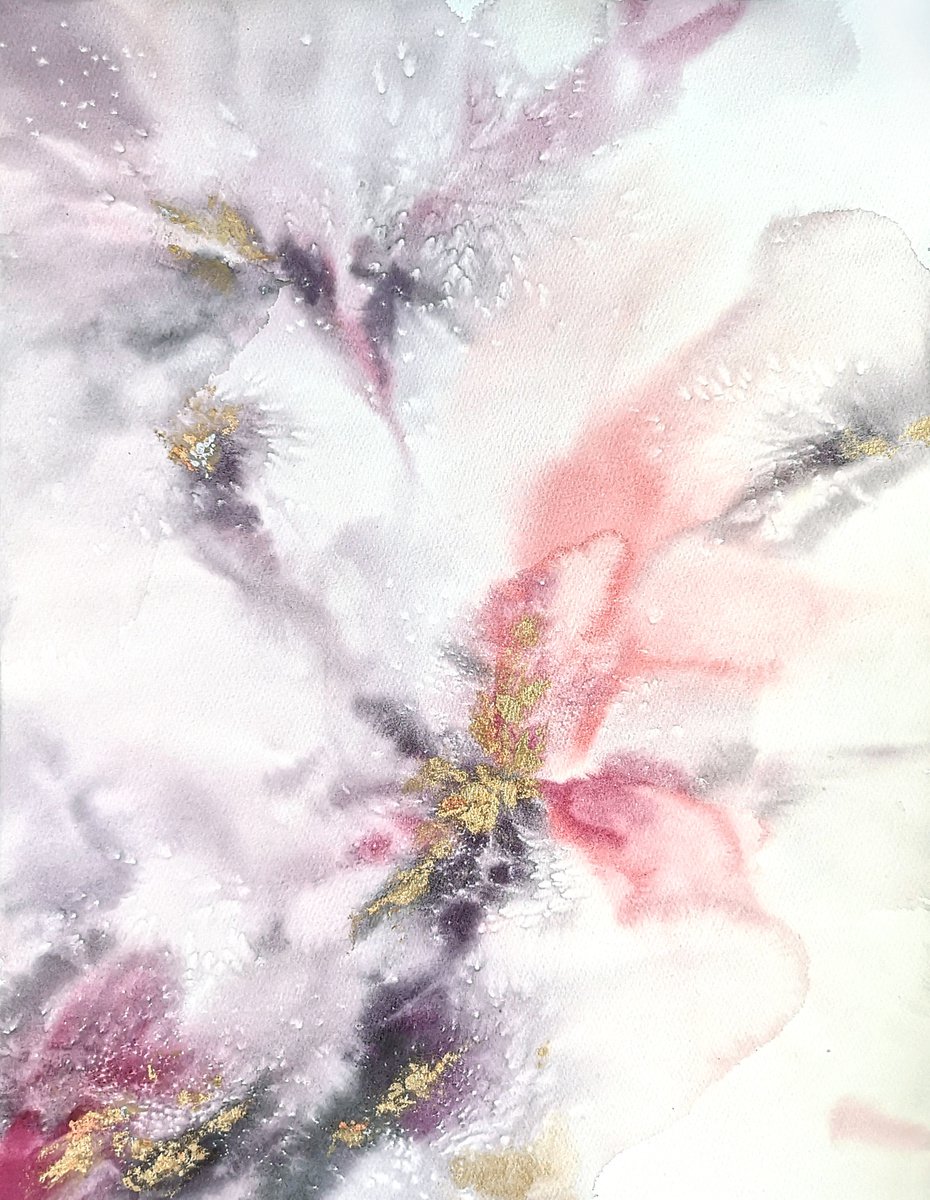 Abstract floral painting Wind by Olya Grigo