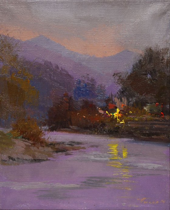 Landscape painting titled "Light above Water"