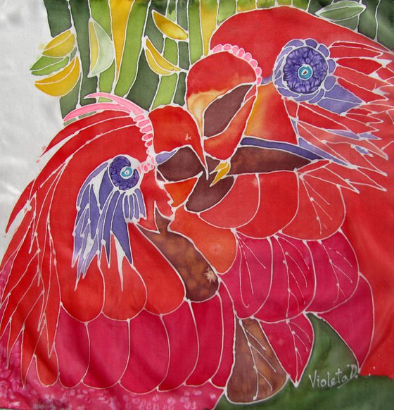 SILK painting: The Peacock